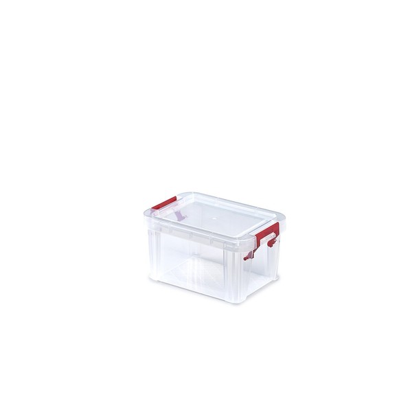 Whitefurze Allstore Container with Silver Clamp, Plastic, Natural, 0.5 Litre