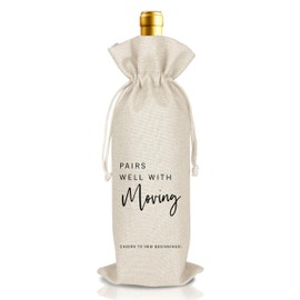 JUPXB Housewarming Wine Bag - First New Home Gifts, Pairs Well with Moving, Housewarming Party Decorations House Warming Gift for Women Men Couple Reusable Wine Wrap Bag, Realtor Client Gift (A30)
