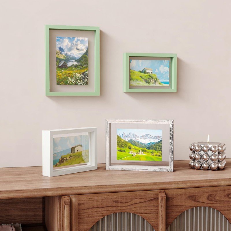 Egofine 5x7 Floating Frames Set of 2, Double Plexiglass Picture