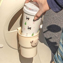 Gold Smile Teddy bear design cup holder for scooters, bicycles, and vehicles / 곰돌이 디자인 컵거치대 홀더 스쿠터 자전거 차량