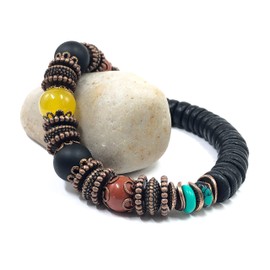 Jamaican Inspired Stretch Bracelet for Women Men - Fits 7.5” to 8” Wrist Size