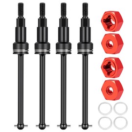 BRKRC Steel CVD Drive Shaft Front and Rear CVD Driveshaft Wheel Hex Adater Set for Arrma 1/18 Granite Grom Typhon Grom Mega 380 Upgrade Parts (Red)