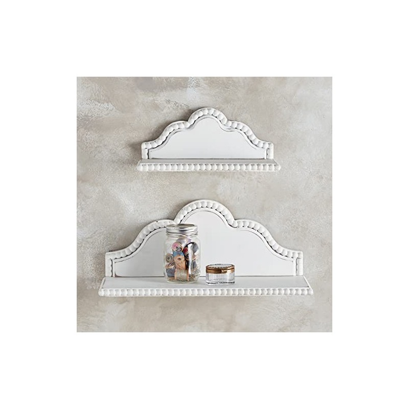 47th & Main Beaded Wood Wall Shelf, Small, White