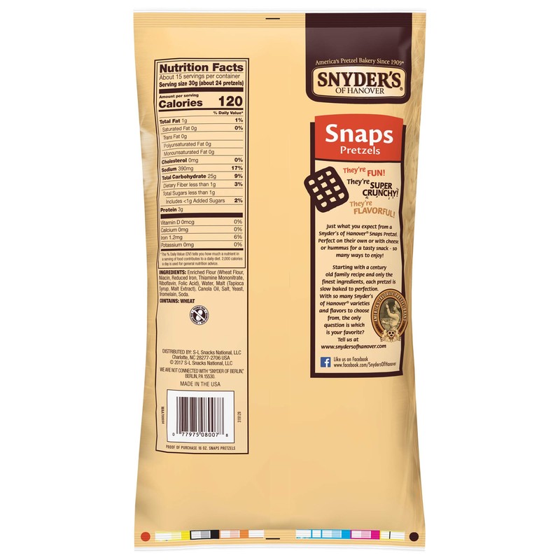 Snyder's Pretzel Snaps 16oz (Pack of 4)