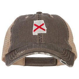 e4Hats.com Alabama State Flag Map Embroidered Low Profile Cotton Mesh Cap - Brown Khaki OSFM