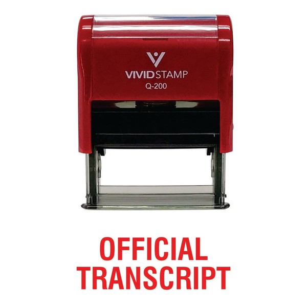 Official Transcript Self Inking Rubber Stamp (Red Ink) - Medium