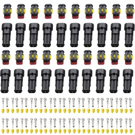 RUNCCI-YUN 20 Kit 12V-24V Car Waterproof Electrical Connector, 2 Pin Quick Connector Cable Connector Car Electrical Connection Plug, for Trucks, Cars, Kayaks, Boats, Scooters, Motorcycles