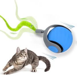 Juguetes eléctricos para Gatos, Pelota Inteligente con Carga USB Nueva Pelota de Juguete interactiva para Perros y Gatos, con 3 Luces LED Juguetes para Gatos Interactivos, Tres Develocidad (AZUL)