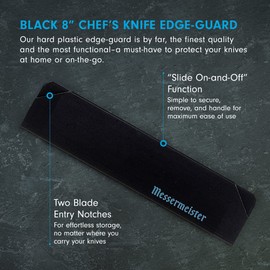 Messermeister 8” Chef’s Edge-Guard, Black - Fashionable & Functional Knife Protector for Chef’s & Wide-Blade Knives - 2 Blade Entry Notches - 8.5” x 1.9375”