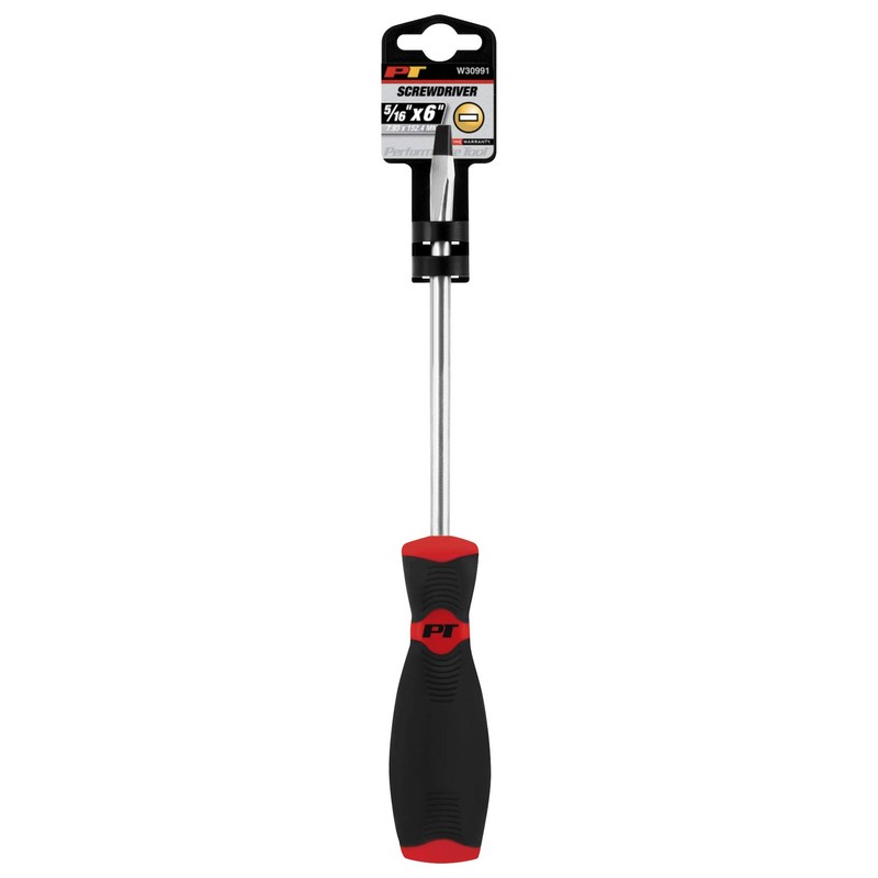 Performance Tool W30991 Black & Red Slotted Screwdriver, 5/16-Inch x