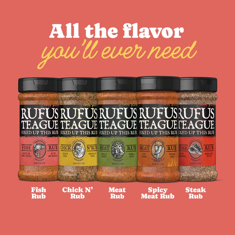 Rufus Teague Meat Rub, 2 Pack, Premium Barbecue Seasoning &