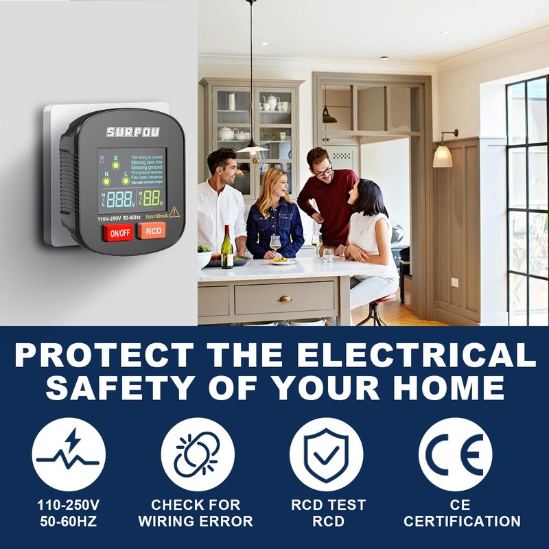 SURFOU Socket Tester UK, Electric Voltage Test Plug Tools with