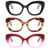 Hubeye 3 Pack Cat Eye Reading Glasses for Women Oversized