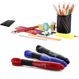 Emraw Assorted Color Bullet Tip Jumbo Permanent Marker with Grip Dry Erase Low Odor Whiteboard Comfortable Grip Office Markers for Paper and Plastic Mini Sharpie Pens Pack of 2