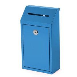 Metal Locking Mailbox Wall Mounted RustMail Case Lockable Mail Letterbox Suggestion Box for Home Office Outdoor Door, 10.24 x 5.71 x 2.75 Inch (Blue)