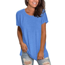 Saloogoe Womens Summer Tops 2025 Basic T Shirts Short Sleeve Loose Fit Tshirts Tees Cruise Outfits Crewneck L