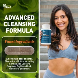 Dr. Tobias Colon 14 Day Cleanse, Advanced Gut Cleanse Detox for Women & Men with Cascara Sagrada, Psyllium Husk, Senna Leaf & Probiotics, Non-GMO Colon Cleanse, 2 Bottles of 28 Capsules Each