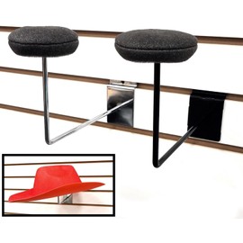 STORE FIXTURES DIRECT Slatwall Single Hat Display, Millinery Headwear Display Rack with Foam Pad, Black, 25 Pack