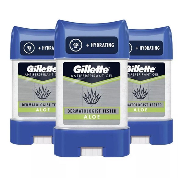 3 x Gillette Aloe Gel Deodorant Antiperspirant Irresistible Confident Fresh 3/24