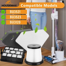 HOUSEMAX BU3521 HEPA Filter Replacement Kit, Compatible with Shark BU3120 BU3521 BU3523 Cordless Stick Vacuum, Compare to XFBU3000, XPRFIW1000