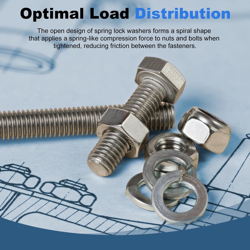 sourcing map 120 Pcs M4 Split Lock Washers, Carbon Steel