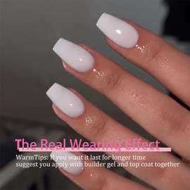 Soft Gel Nail Tips Medium Coffin Gel X Nails, 300Pcs Pre-applied Tip Primer Gel X Nail Tips, Natural White Colored Gel Tips Acrylic Fake Nails Extensions Milky White False Nails Press ons for Easy DIY