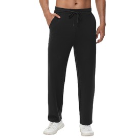 WiWi Sweatpants for Men's Workout Gym Pants Lightweight Track Pant with Pockets Drawstring S-XXL,Black,Large