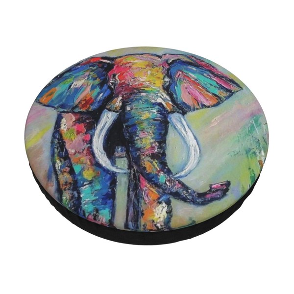 LBHH Oil Painting Elephant Bar Stool Cover Round Seat Cushion