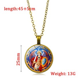 St Michael Necklace for Men Women with Pendant, Archangel Saint Michael Necklace for Men Women, CQHODFYA Jewellery Gift Idea, Spiritual Necklace with 18 Inch Chain + 2 Inch Extension with Jewellery