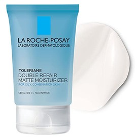 La Roche-Posay - Crema hidratante facial mate de doble reparación Toleriane, humectante en gel diario para controlar la piel grasa con niacinamida, si