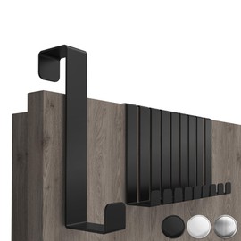4smile Door Hooks for Hanging, Colour Black, Set of 10 Clothes Hooks, Door, Can Be Used Individually - Flexible Hooks for Hanging, Sturdy Door Hook Rail, Universal Door Coat Rack