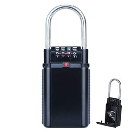 BenRich Key Padlock Safe, 4-Digit Combination Key Storage Lock, Weatherproof Portable Key Safe Box with Shackle to Share and Secure Spare Keys for Homes Offices Cars (Black)