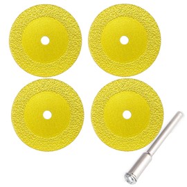 4PCS Diamond Cutting Wheels, 2“ Diamond Vacuum Brazed Cutting Wheels Cut Off Wheel with 1Pcs Mandrels, for Cutting Glass, Crystal, Ceramics, Tile, Jade.