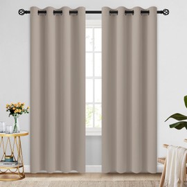 COSVIYA Room Darkening Curtains Set of 2 Panels 84 inch Length Blackout Curtains Natural Window Treatments with Grommet Insulated Thermal Drapes for Bedroom/Living Room,52x84 inches