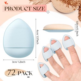 Gerrii 72 Pcs Finger Powder Puff Mini Makeup Sponge Soft Beauty Makeup Blender Puff for Foundation, Face Powder, Under Eye Setting, Concealer, Repair Cream, Cosmetic Tool(Blue)