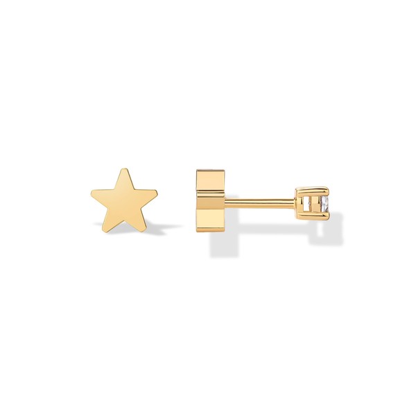 PAVOI 14K Yellow Gold Plated Double Sided Star Flat Back