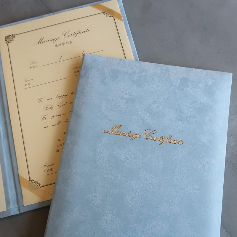 Kyoto Maltaya Marriage Certificate, Church Certificate, Suede Type, Light Blue,