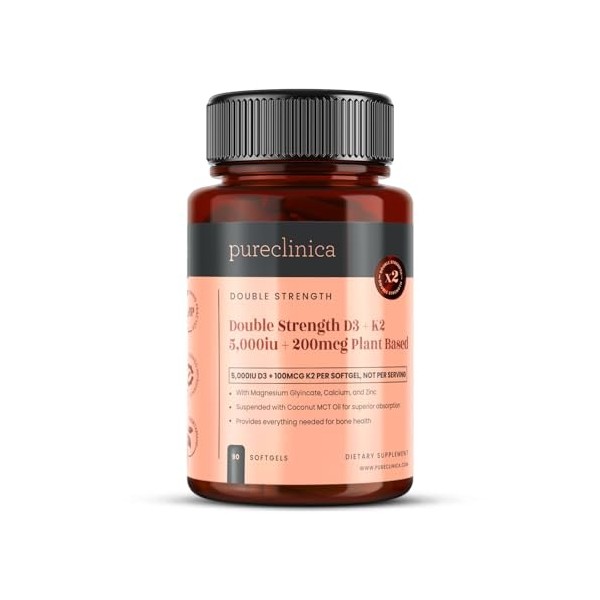 pureclinica Double Strength D3 + K2 Complex x 90 Vegan