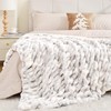 Touchat Ruched Faux Rabbit Fur Throw Blanket, 700 GSM Luxury