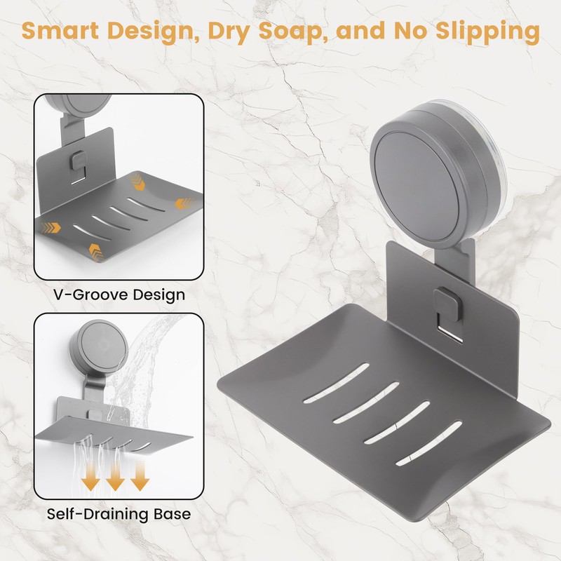 Soap Holder for Shower Wall Suction Cup Bar Soap Dish