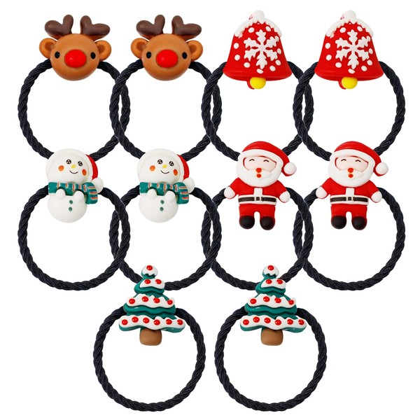 Christmas Hair Clip - DEANKEJI Pack of 10 Hair Accessories Christmas - with Christmas Bells, Christmas Tree, Elk, Santa, Snowman, Christmas Hair Clip for Decorating Hair
