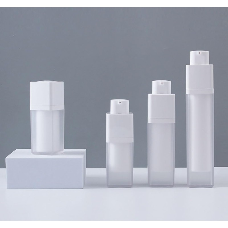 2pcs Square Essence Dispensers Frosted Airless Pump Bottles - Plastic