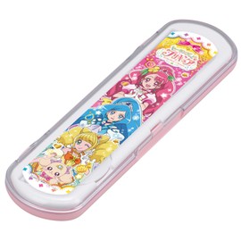 Komori Resin Healing Pretty Cure Combination Set with Chopsticks & Soup, Chopsticks 6.5 inches (16.5 cm), Spoon 5.2 inches (13.2 cm), Pink