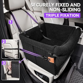 TKYZ Dog Car Seats for Small Medium Dogs,PU Leather Car Seat Boosters,Foldable Puppy Cat Carseats (Black, Medium Dog)