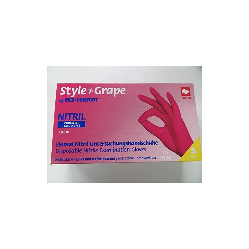 Style Grape by MED-COMFORT Bordeaux Nitrile Gloves Powder-Free Pack of