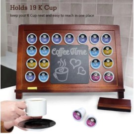 One To Many Wooden K-Cup Holder Display, 19 Pod Capacity  with Chalkboard, Chalk and Eraser!