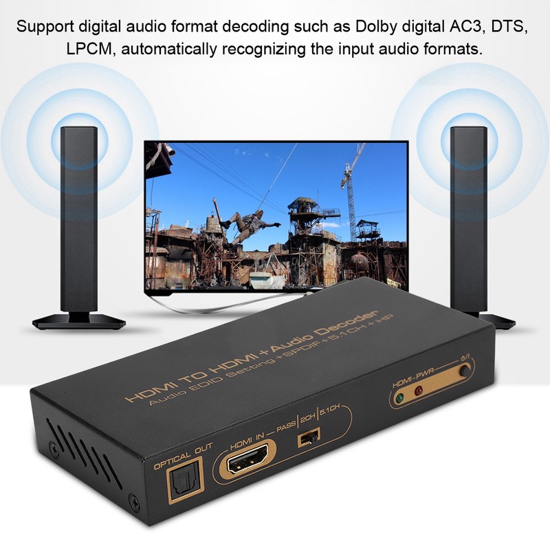 HDMI to HDMi Digital Audio Decoding Decoder Box Converter Adapter