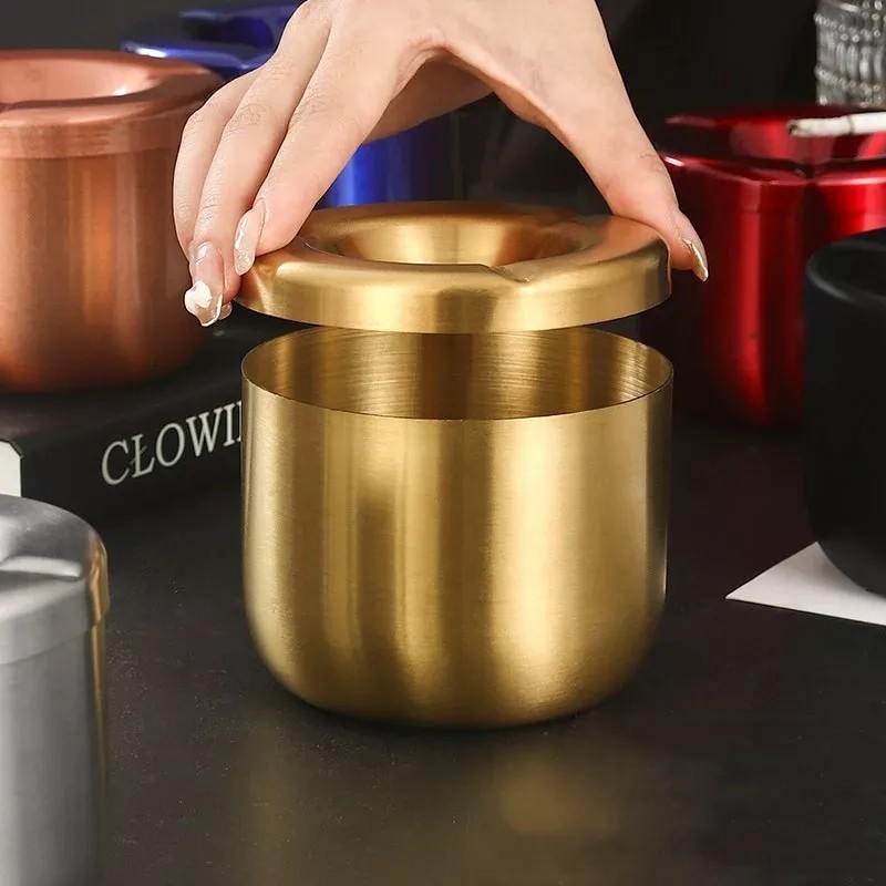 Luxury Set 2 Ceniceros Acero Inoxidable De Mesa Deposito De