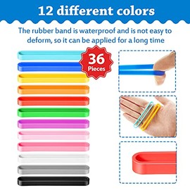Shappy 36 Piezas Bandas de Goma de Silicona de 3 Pulgadas Bandas Elásticas de Goma para Envolver de Colores Surtidos para Billetera Tarjeta Muñeca Coc