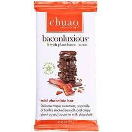 Chuao Chocolatier Baconluxious with Plant-Based Bacon Milk Chocolate Mini Bars | Gourmet Vegetarian No Preservatives | for Gift Baskets, for Women, Men | 100 Pack